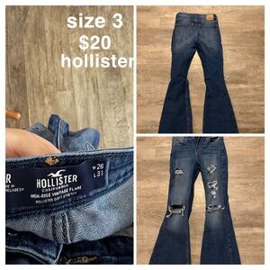 Hollister Women's Distressed Blue Flare Jeans